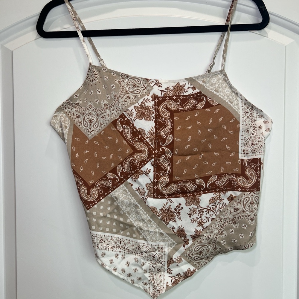 Patchwork Paisley Spaghetti Strap Top